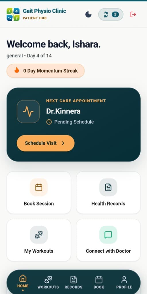 Gait Physio Patient Hub Portal
